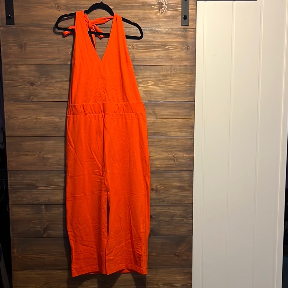 FREE PEOPLE Randi MIDI Beach Halter Dress TANGERINE
